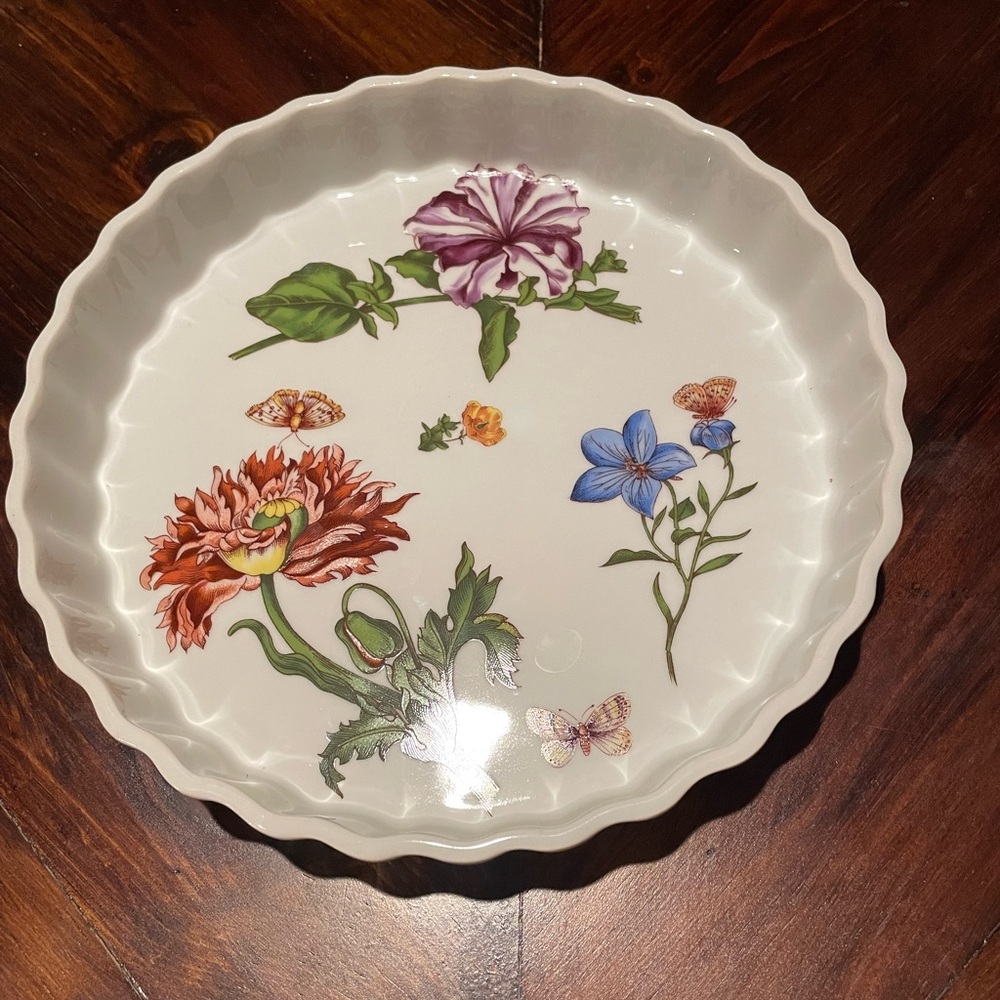 Cordon Bleu BIA Caroline Floral Pattern Porcelain Quiche Tart Dish Discontinued